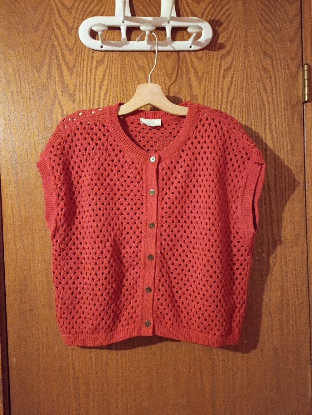 LOFT Crochet Knit Buttoned Sweater Vest